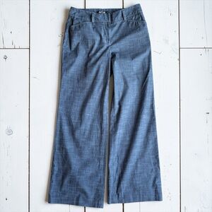 APT. 9 Blue Chambray Wide Leg Trousers Women’s Size 8 High Rise Cotton Dress Pan